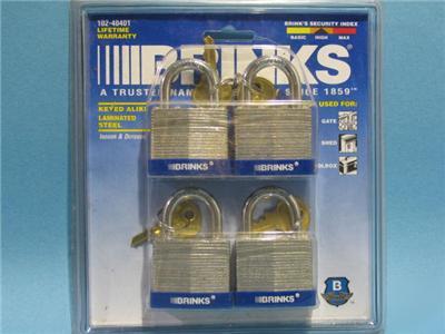 New 4 keyed alike locks brinks 1-9/16