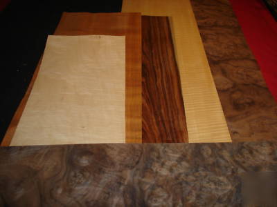 Variety pack of veneers rosewood, walnut burl & more