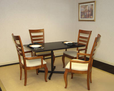 Cherry tables, restaurant, iron base 8 tables 32 chairs