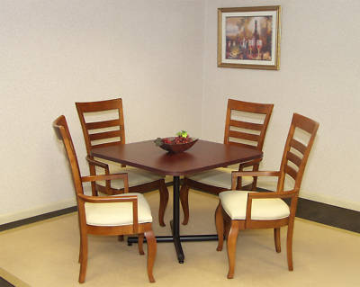 Cherry tables, restaurant, iron base 8 tables 32 chairs