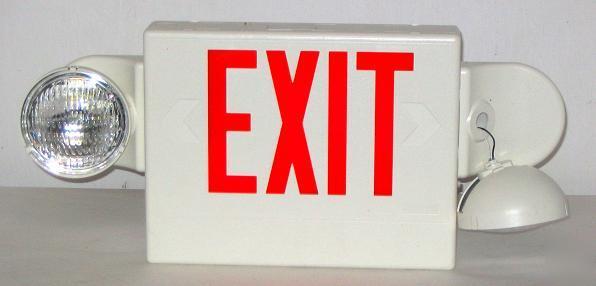 Sure-lites lpxdh wh w/red emergency exit light fixture