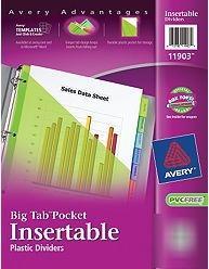 Avery big tab pocket insertable dividers 8 tab 11903