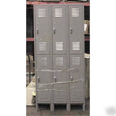 Lyon locker set of 6 wall mount, gray metal classic