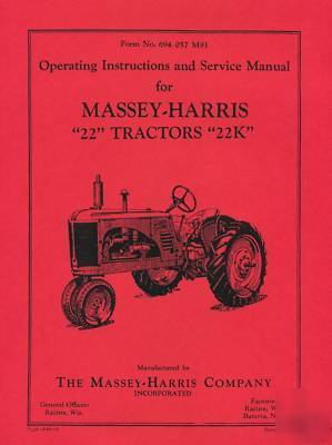 Massey - harris tractor 22 & 22K manual