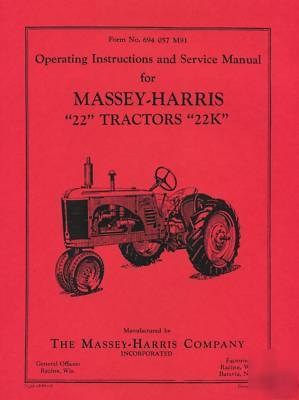 Massey - harris tractor 22 & 22K manual