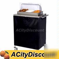 Cadco buffet warming cart w/ 3 third size ss steam pans