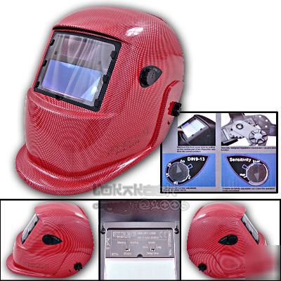 Solar auto darkening welding helmet mig tig arc red
