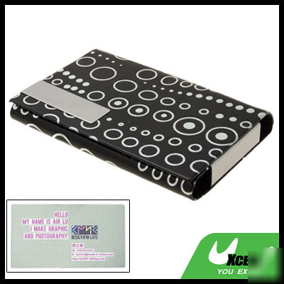 Trendy black faux leather business card case holder