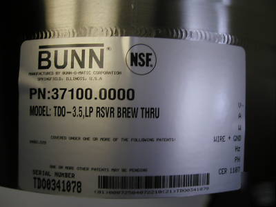 Bunn tdo-3.5 iced tea dispenser - 3.5GAL.