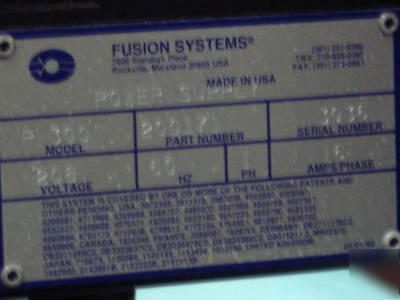 Fusion systems mod P300 uv lamp power supply & conveyor