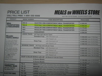 Heated meal transporter pan carrier ac dc meels wheels