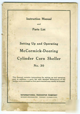 Mccormick deering no. 30 cylinder corn sheller manual