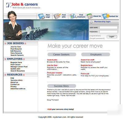 Job career employment finder website business for sale 