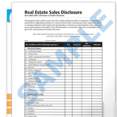Real estate sales disclosure blank forms
