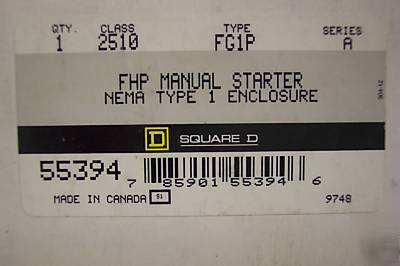 Square d manual motor starter 2510-FG1P w/ pilot light