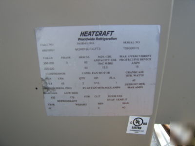Heatcraft walk in cooler unit evaporator refrigeration