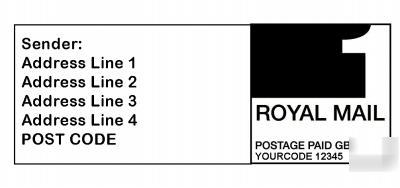 1000 printed royal mail ppi labels with return address 