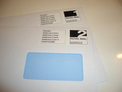 1000 printed royal mail ppi labels with return address 