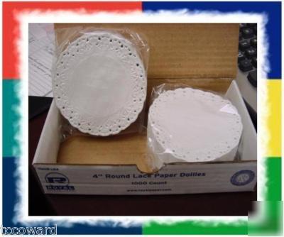 500 4 inch diameter round paper lace doilies white