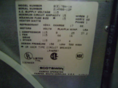 Scotsman #SCE170 under counter ice machine maker 165LBS