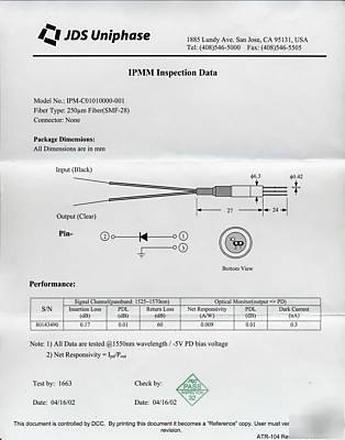 Jds uniphase miniature integrated power monitors c-band