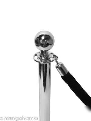 8 chrome hanging rope crowd control stanchions 