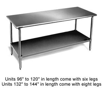 Eagle T2472SEB work table, stainless steel top, undersh