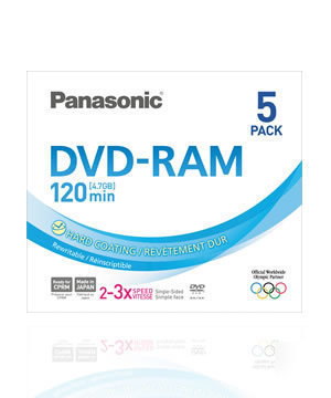 Panasonic dvd-ram 4.7GB pack of 5 video recording discs