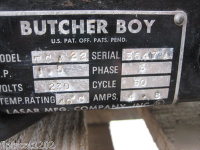 Butcher boy meat grinder sausage stuffer tca 22 1.5 hp