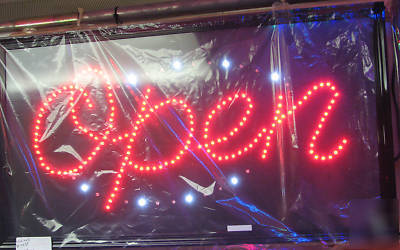 Led light open sign 15 x 27 in animated business bright