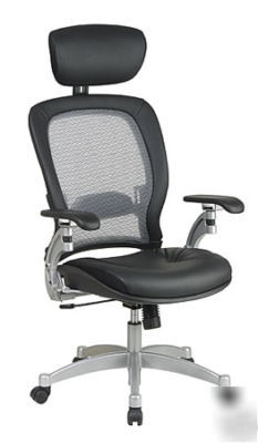 Air grid back w/headrest leather seat executive chair
