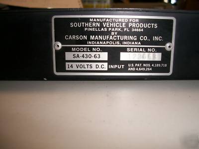 Svp sa-430-63 amplifier southern vehicle products 430 
