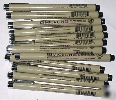 12 sakura micron 03 pigma pens black .35 mm scrapbook