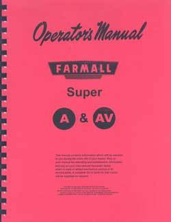 New farmall super a & av operators manual print