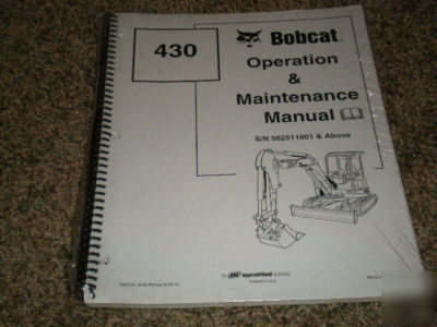 Bobcat 430 mini excavator operator maintenance manual