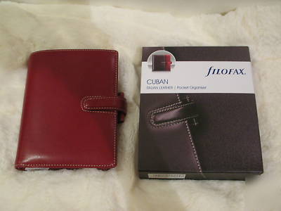 Nib b filofax cuban leather pocket organiser red