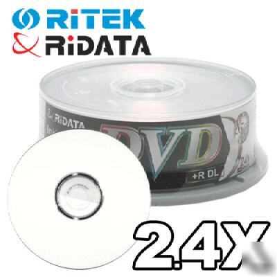 25 ridata 2.4X dvd+r white inkjet double dual layer dvd