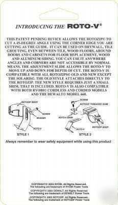 Rotozip dewalt ryobi v-cutting accessory attachment