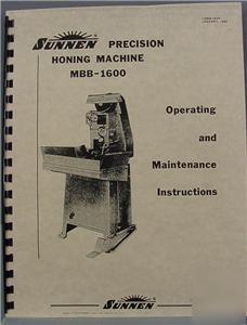 Sunnen mbb-1600 honing machine - service manual