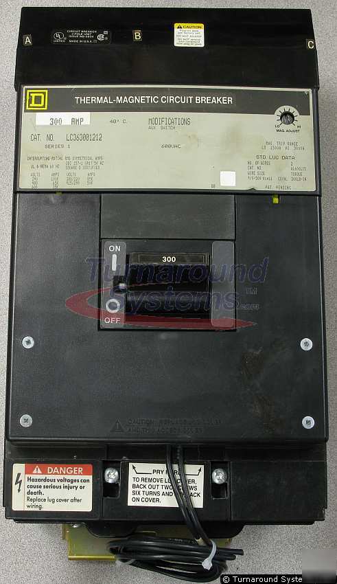 Square d LC363001212 circuit breaker, 300 amp, i-line