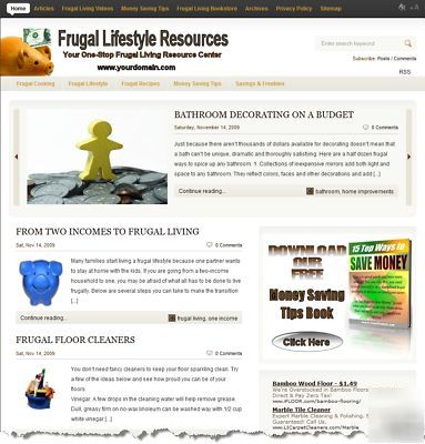 Frugal living internet business website & domain name
