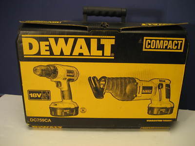 New dewalt DC759CA 2 tool combo kit drill sawzall case 