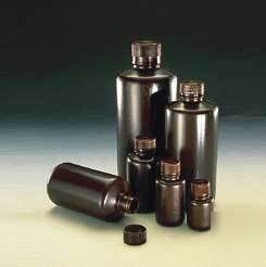 Nalge nunc boston round bottles, amber, high: 2004-0004
