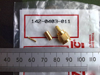 Sma gold plated 50 ohm crimp plug vitelec 142-0403-011