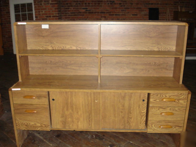 Hardwood (not pressed), 5 drawer pedestal credenza