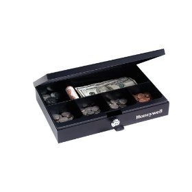 Honeywell steel lock cash box w/ removable cash tray 