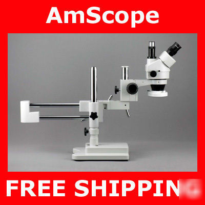 7X-90X trinocular stereo boom zoom microscope + light