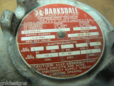 Barksdale D1X-H18-ul explosion-proof pressure switch 