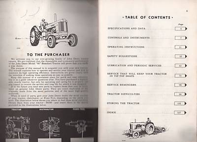 John deere model 60 tractor operator's manual om-R2040