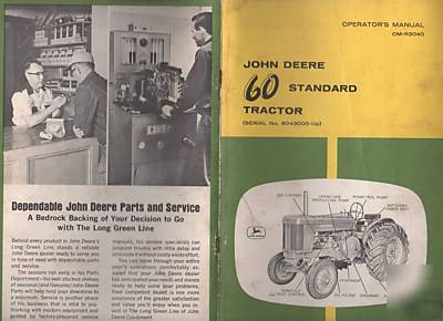 John deere model 60 tractor operator's manual om-R2040